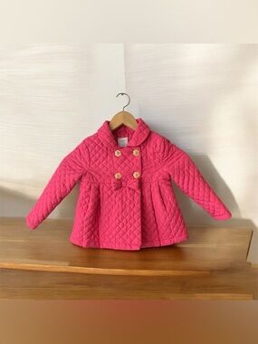 Gymboree Girl's Tulip Pink Flower Button Quilted Jacket Double Breasted Sz 2T-3T